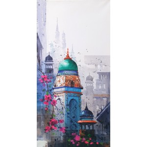 Zahid Ashraf, 12 x 24 inch, Acrylic on Canvas, Cityscape Painting, AC-ZHA-121